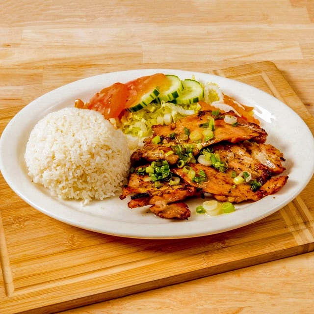 Grilled Chicken Thigh With Rice.