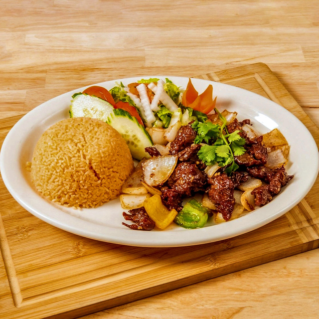 Shaking Beef with Rice.