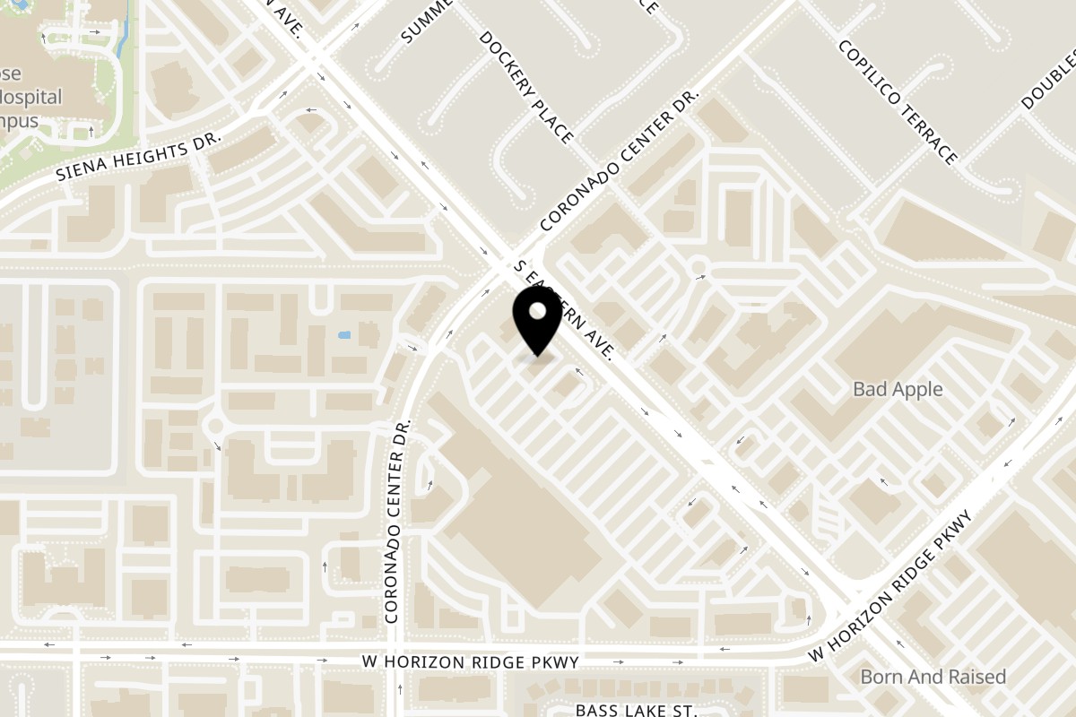 Map showing the location of The Pho Spot on 10345 S Eastern Ave in Henderson